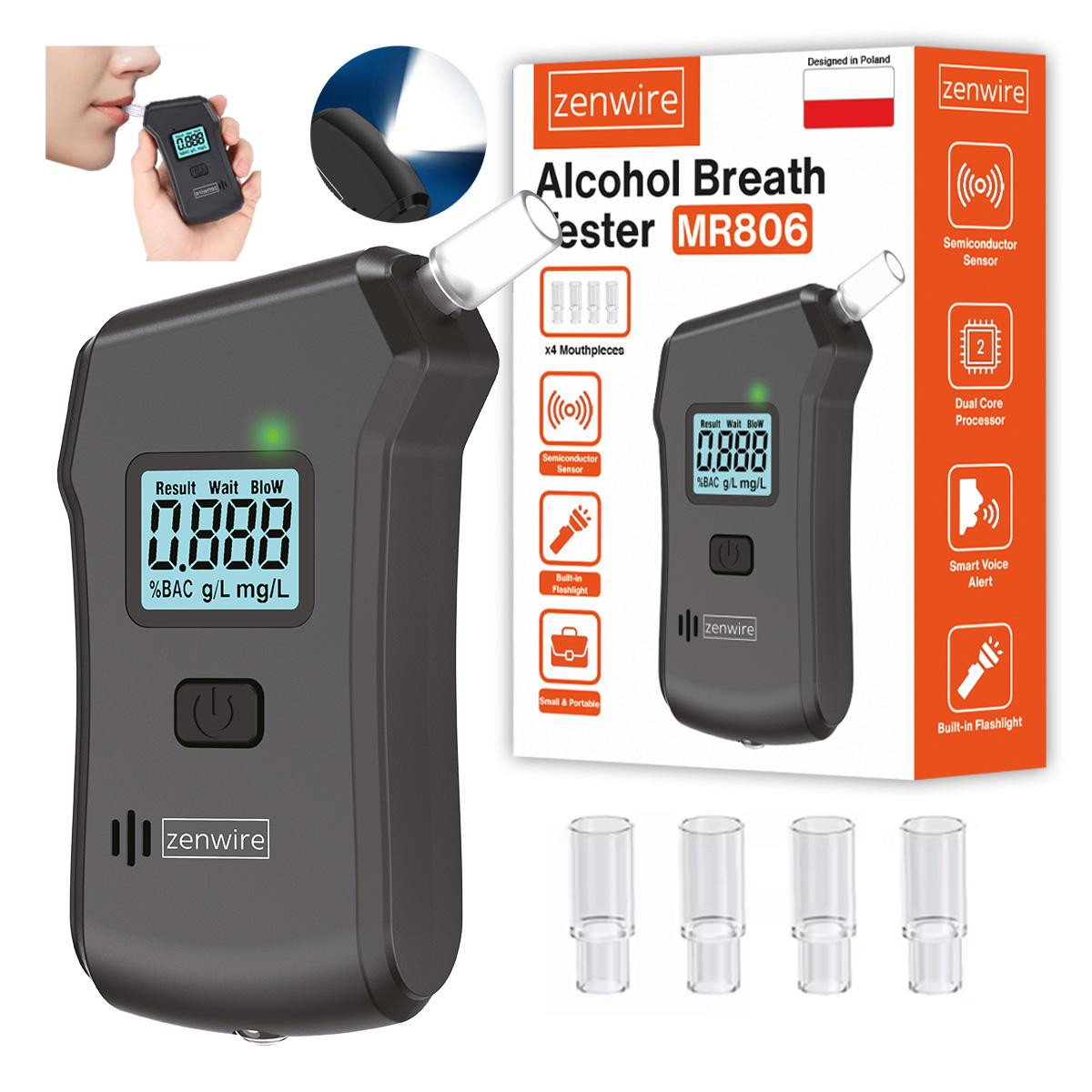 Professionele Digitale Politie Alcoholtester Huiselijke Alcotest Zaklamp 5X Mondstuk Zenwire Mr806
