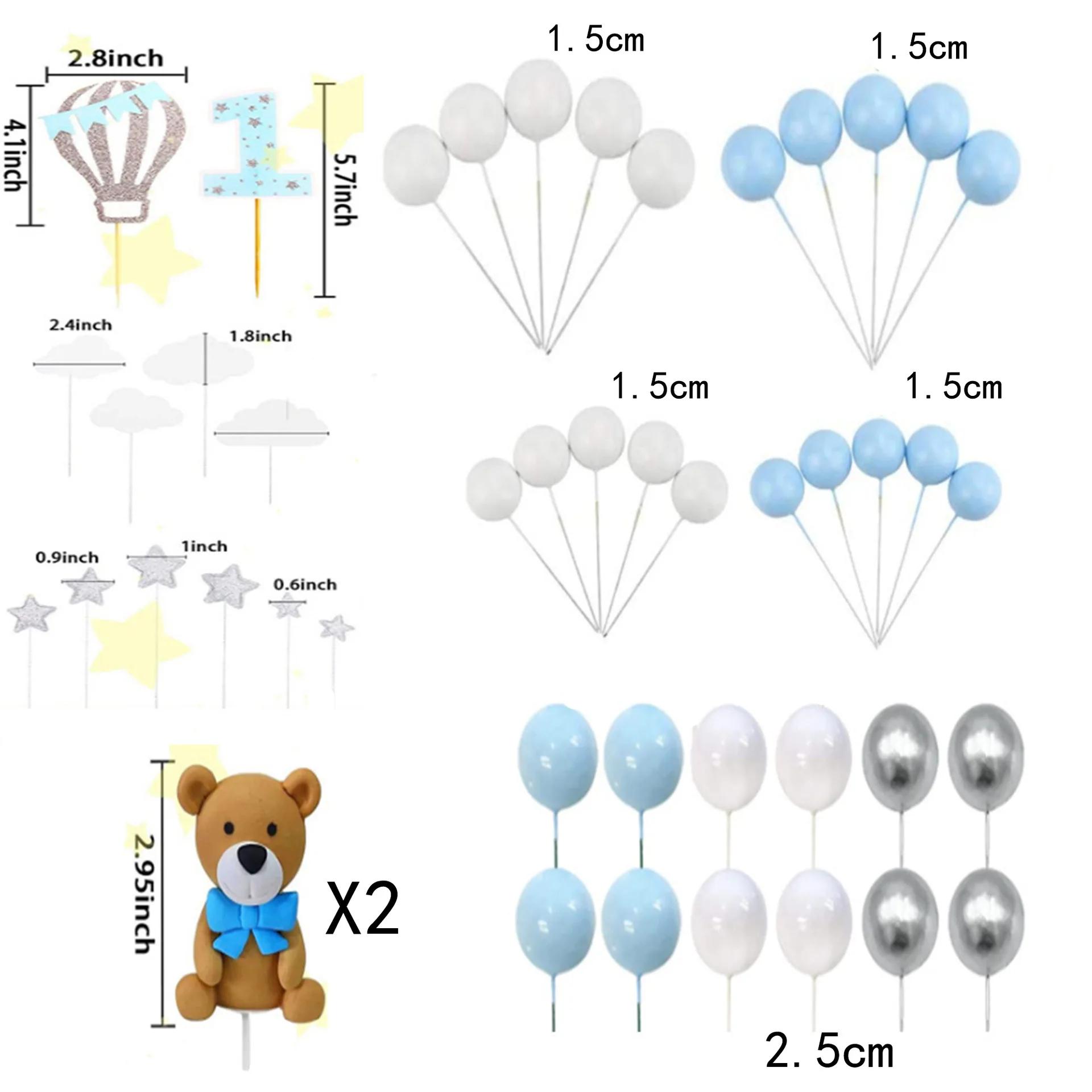 

Синий плюшевый мишка украшение для торта 46 шт./компл. Мультяшные плюшевые шары для торта для детей и мальчиков Happy One 1st Birthday Baby Shower Decorats