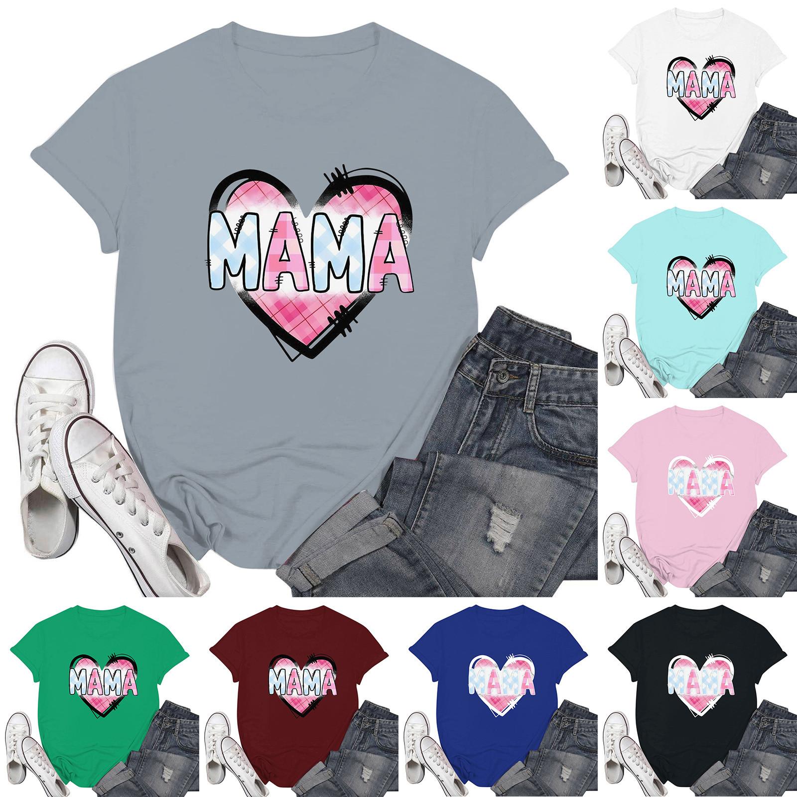 

Женская повседневная футболка с принтом ко Дню матери, пуловер с круглым вырезом, топ с короткими рукавами L чёрный