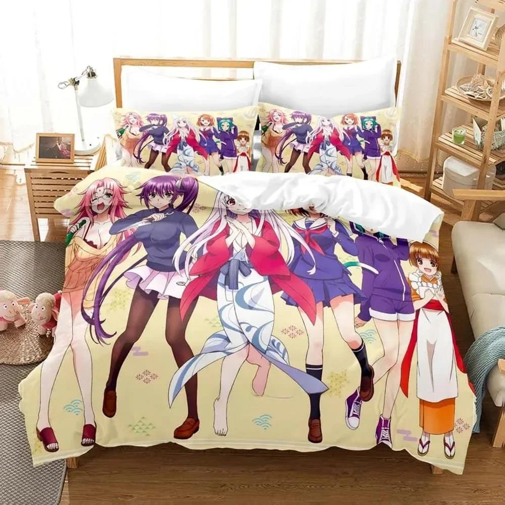 

3D Anime Yuragi-sou No Yuna-san Beding Set Print With Pilowcase Soft Duvet Cover Soft Single Double Quen Super King-Sized Dimensionsd Dimensions 100*200cm Single