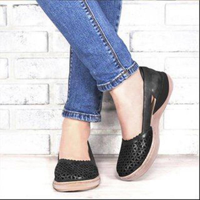 Women Breathable Hollow Slip on Flat Loafer Sandals Shoes
