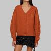 Women's V Neck Cable Knit Cardigan Star Embroidery Loose Lazy Style Wool Sweater Coat