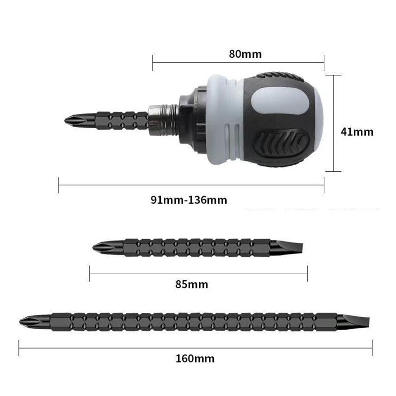 Ratchet Screwdriver Set Dual-Purpose Short Shaped Radish Head Screwdriver High Hardness Labor-Saving Screwdriver Diy Tools