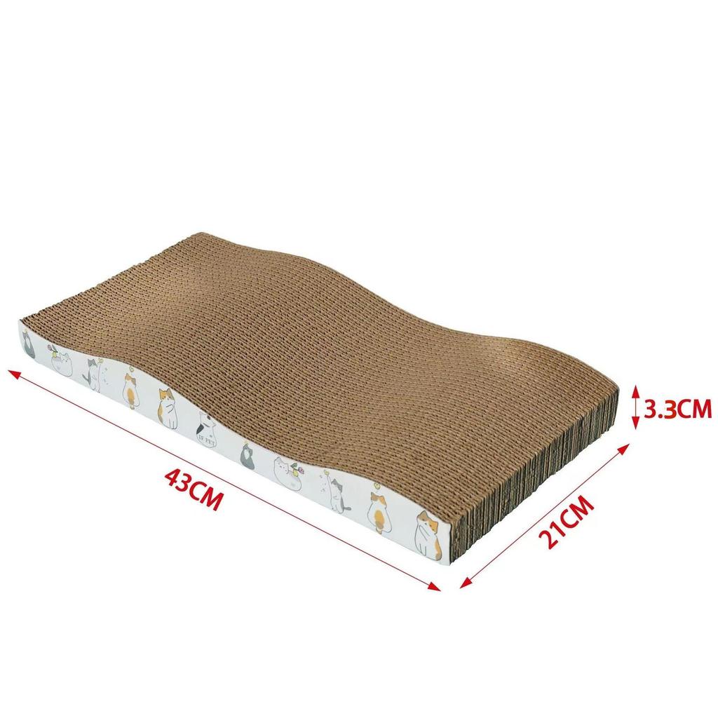 Large, Durable Corrugated Cat Scratching Board - Anti-Scratch, Debris-Free, Wavy Claw Toy for Kittens.