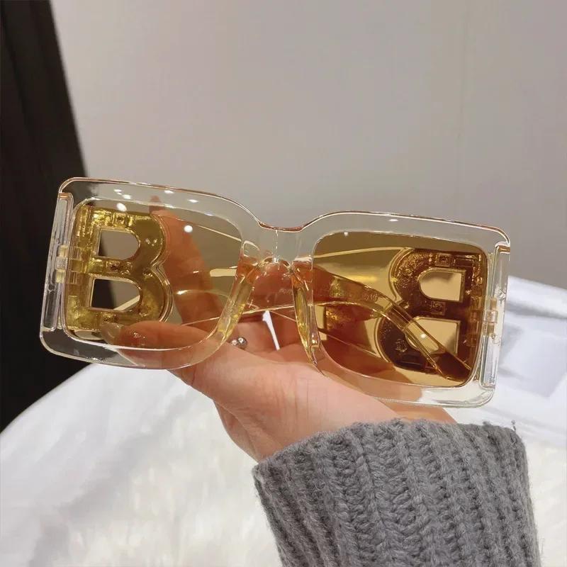 

Fashion Oversized The Letter B Square Luxury Trend Sunglasses Women Men Retro Rectangle Sunglasses UV400