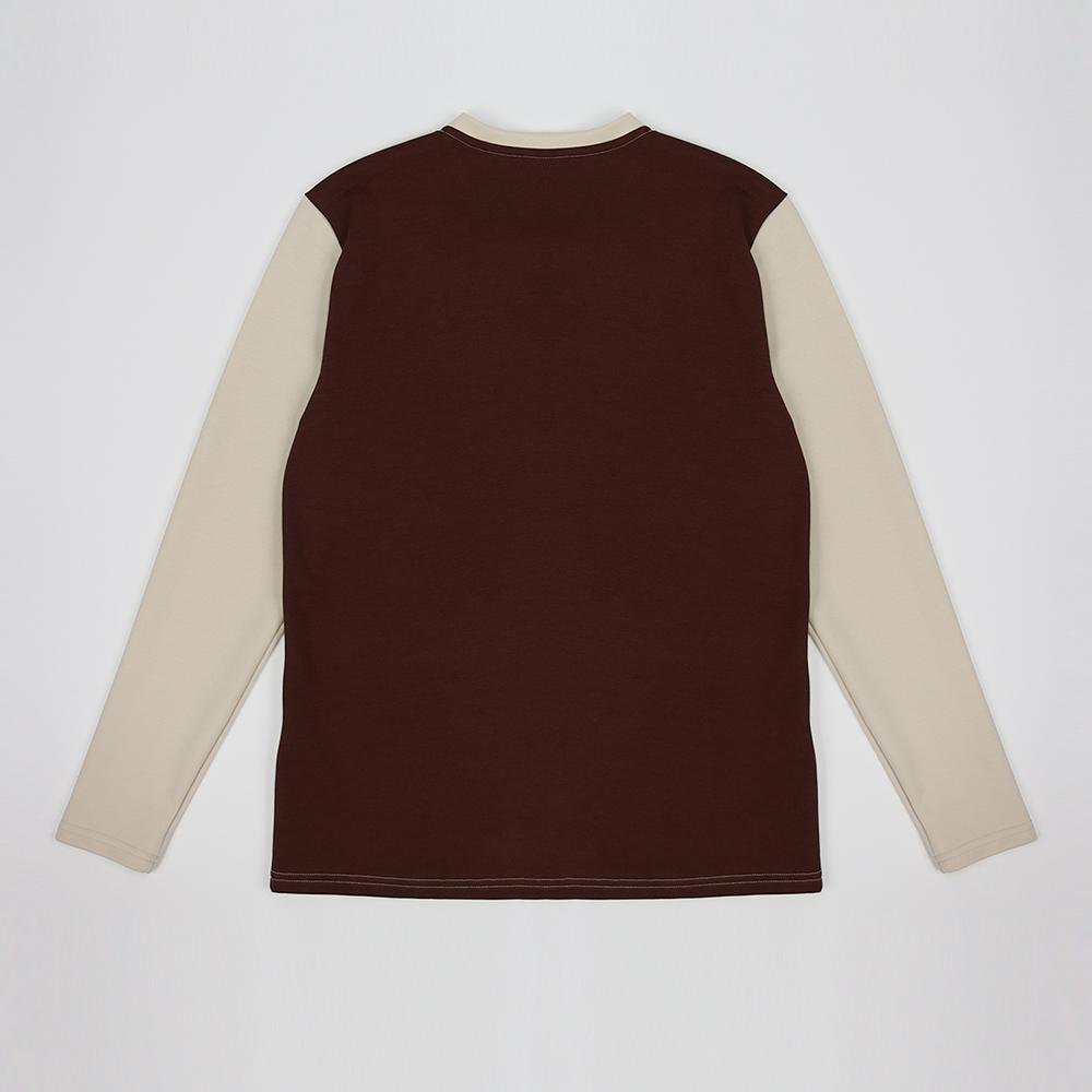 IKALOOK Multicolor V-Neck Contrast Long Sleeve Tee Tee198A