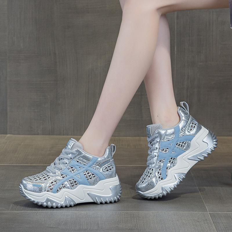 Summer new super fire hollow dad shoes women breathable casual thick baseplate shoes