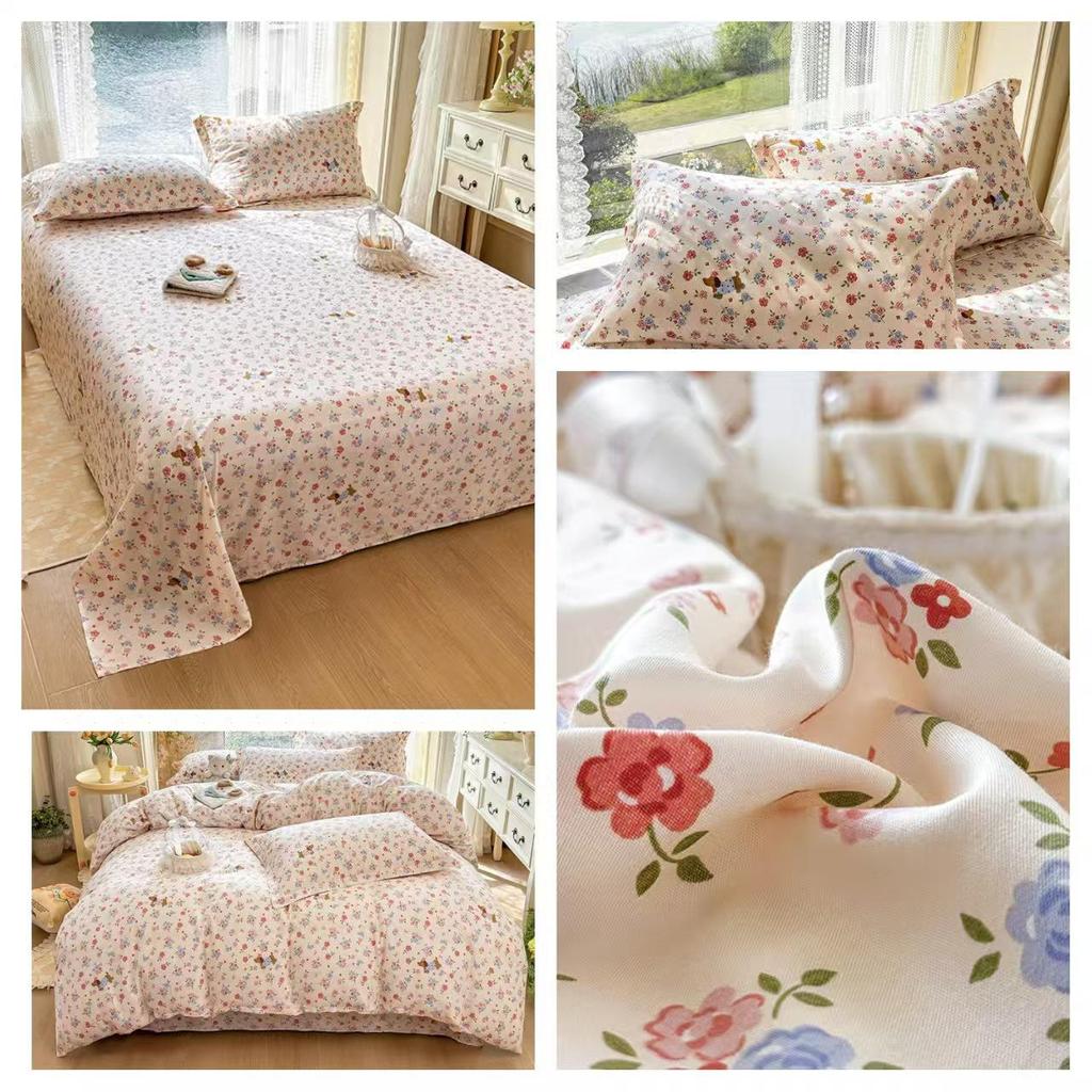 Class A Pure Cotton Bed Sheet, Duvet Cover, and Pillowcase Set – Available in Three-Piece or Four-Piece, All Seasons, Home/Homestay