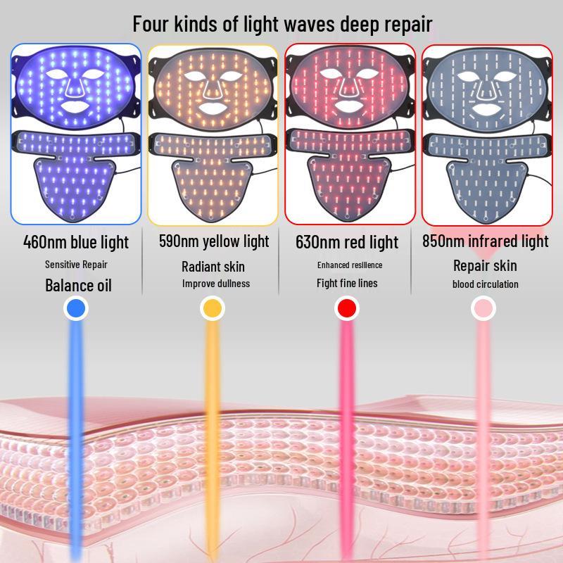 Adjustable LED Photorejuvenation Face Mask: Home Beauty Device with Silicone Panel