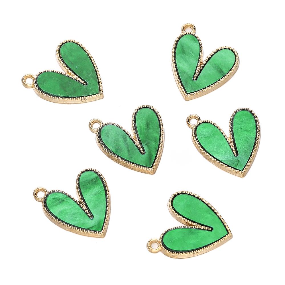 

10pcs/lot Alloy Heart-shaped Imitation Shell Alloy Pendants Necklace Charm for DIY Jewelry Making Crafts Supplies Findings