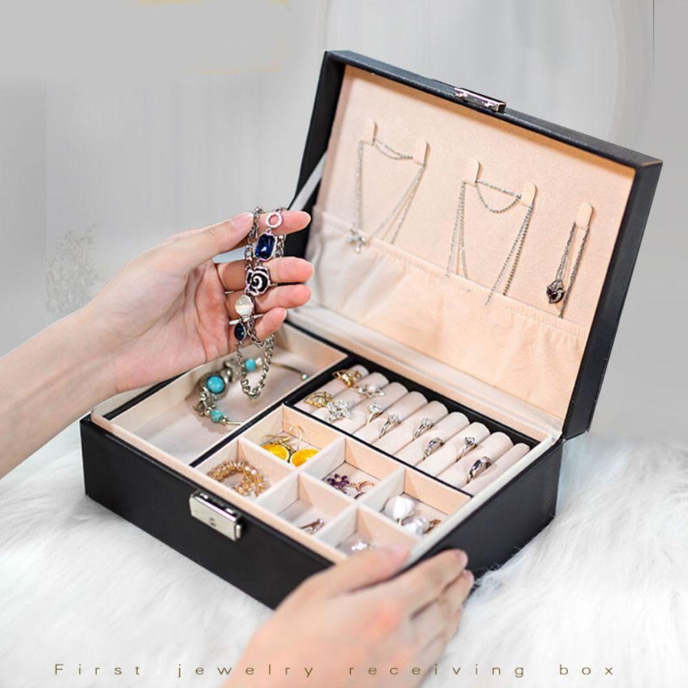 Large Capacity Jewelry Organizer Subzone Jewelry Display Holder Pu Leather Jewelry Box  Gift