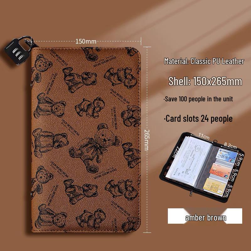 Large Capacity Savings Book & Receipt Holder with Combination Lock Zipper