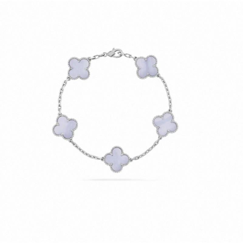 Four-leaf Clover Five-flower Bracelet for Women Rose Gold Lucky Clover Bracelet with White Mother-of-pearl and Red Agate Fashionable Bangle