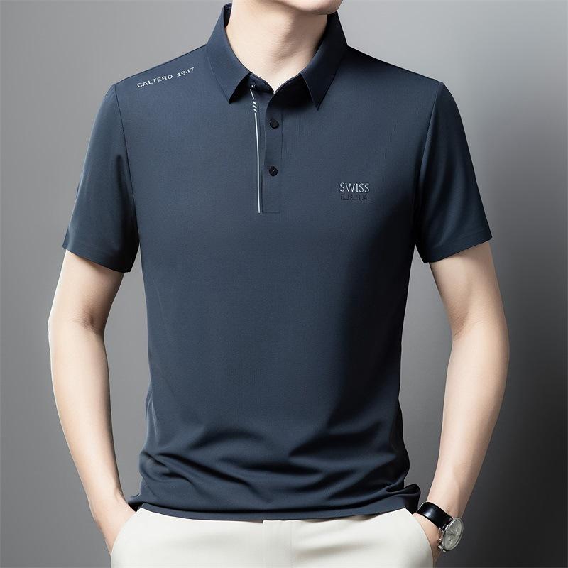 Men's Short-Sleeved T-shirt Polo Shirt Summer Business Casual Men's Clothing Seamless Lapel T-shirt