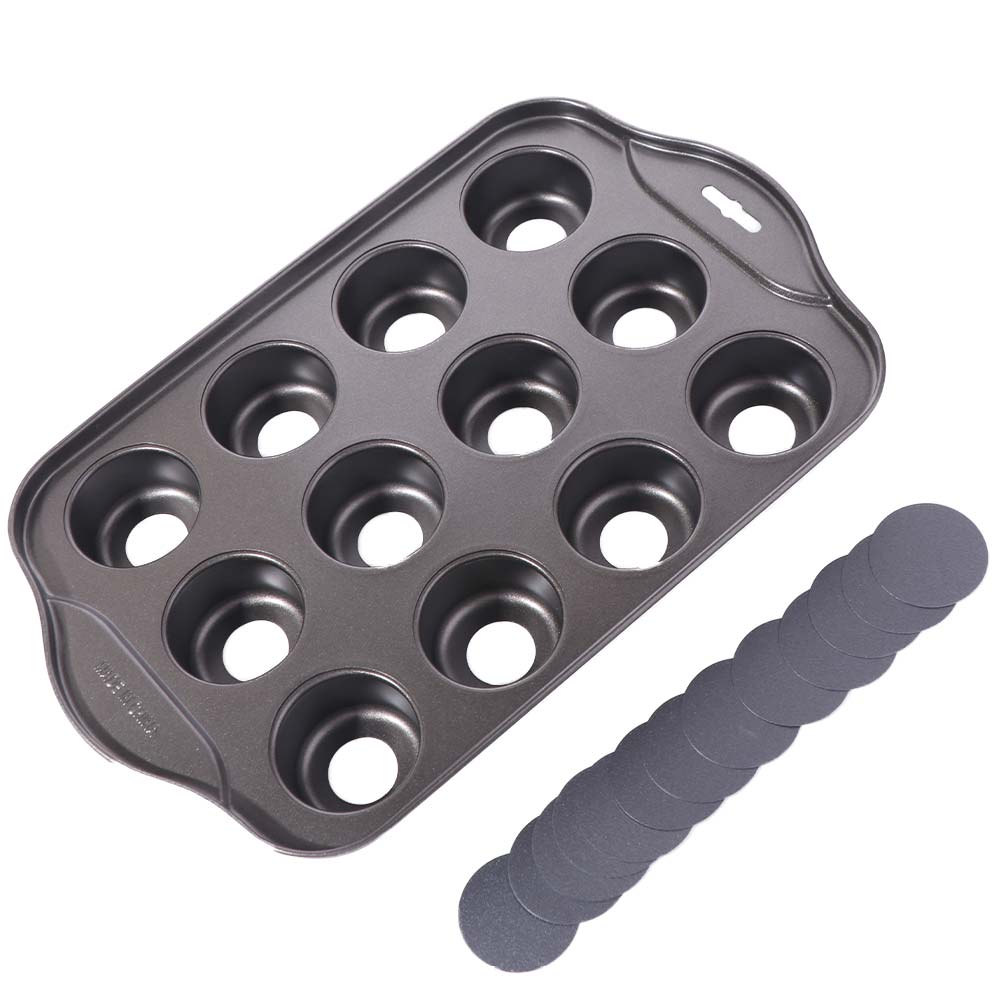 Bakeware 12 Grid Cheesecake Pan Carbon Steel Removable Bottom Muffin Pan Mini Non-Stick Cupcake Mold Mousse