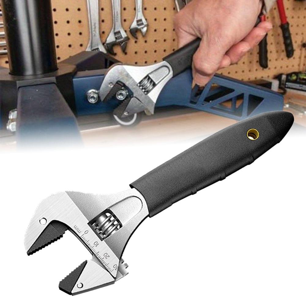 8Inch Durable Adjustable Ratcheting Wrench Self Tightening Universal Bathroom Wrench with Non-Slip Handle Wrench Tool
