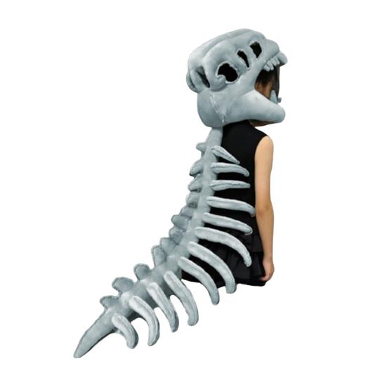 Realistic Dinosaur Skeleton Costume Set Adult Dinosaur Skull Headpiece And Spine Attachment 3D Halloween Cosplay Outfit