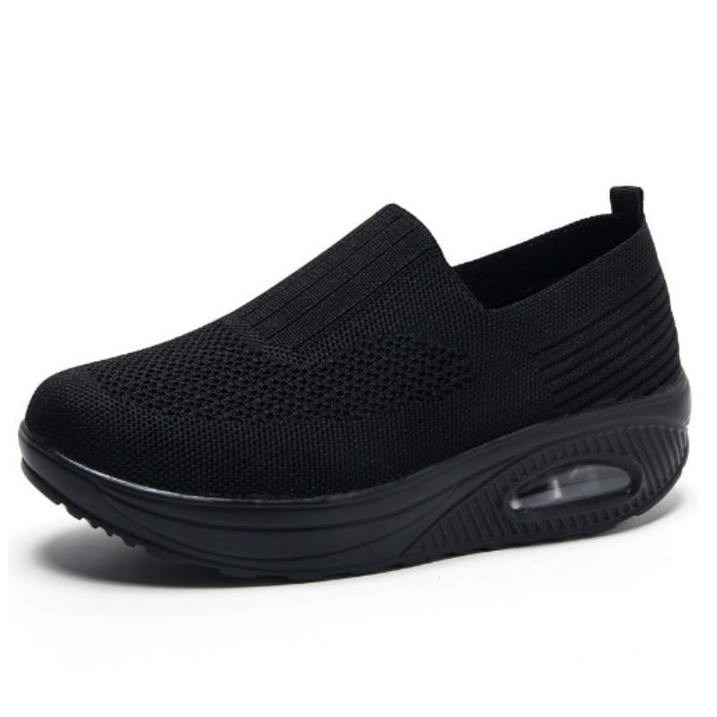 Breathable Knitted Women Sneakers Comfortable Air-cushion Casual Sports Shoes Light Non-slip Walking Jogging Shoes