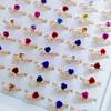 10Pcs Simple Style Flower Ring with Zirconia Finger Ring Accessory
