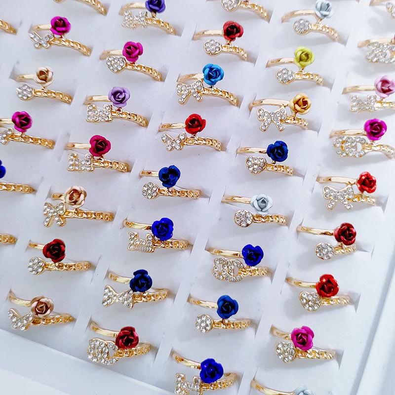 

10Pcs Simple style flower ring with zirconia finger ring accessory