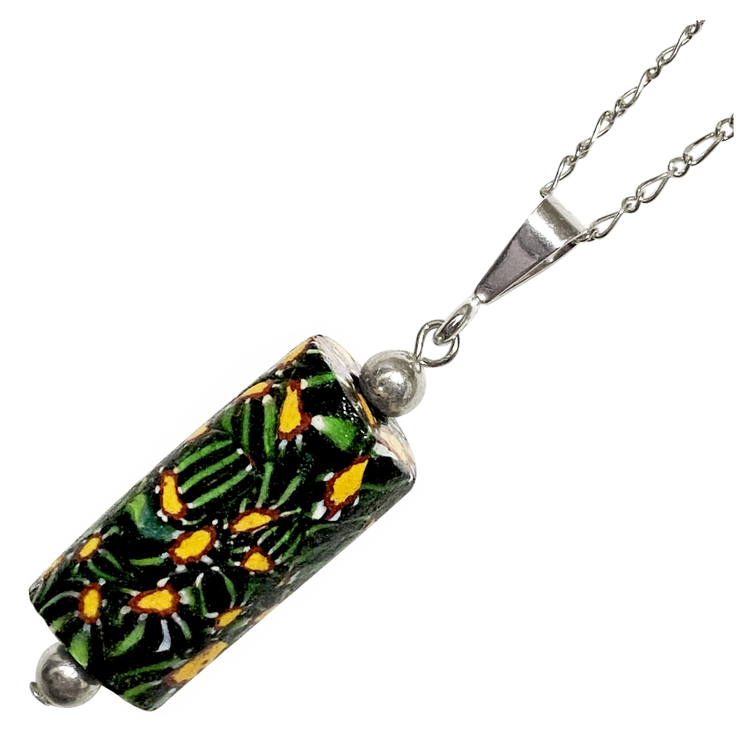 

Venetian Lampwork Bead Antique Beads SILVER925 Pendant Necklace Millefiori Venetian Trade Beads Figaro Chain Necklace 50cm Antiquebeads Handmade