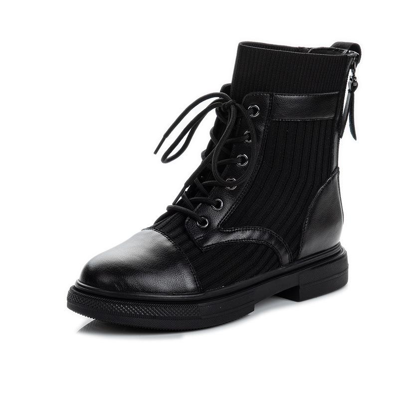 Martin Boots Women's 2025 Autumn and Winter Platform Socks Short Boots Children's Medium Tube Retro Leather Women's Shoes Trendy Retro Style