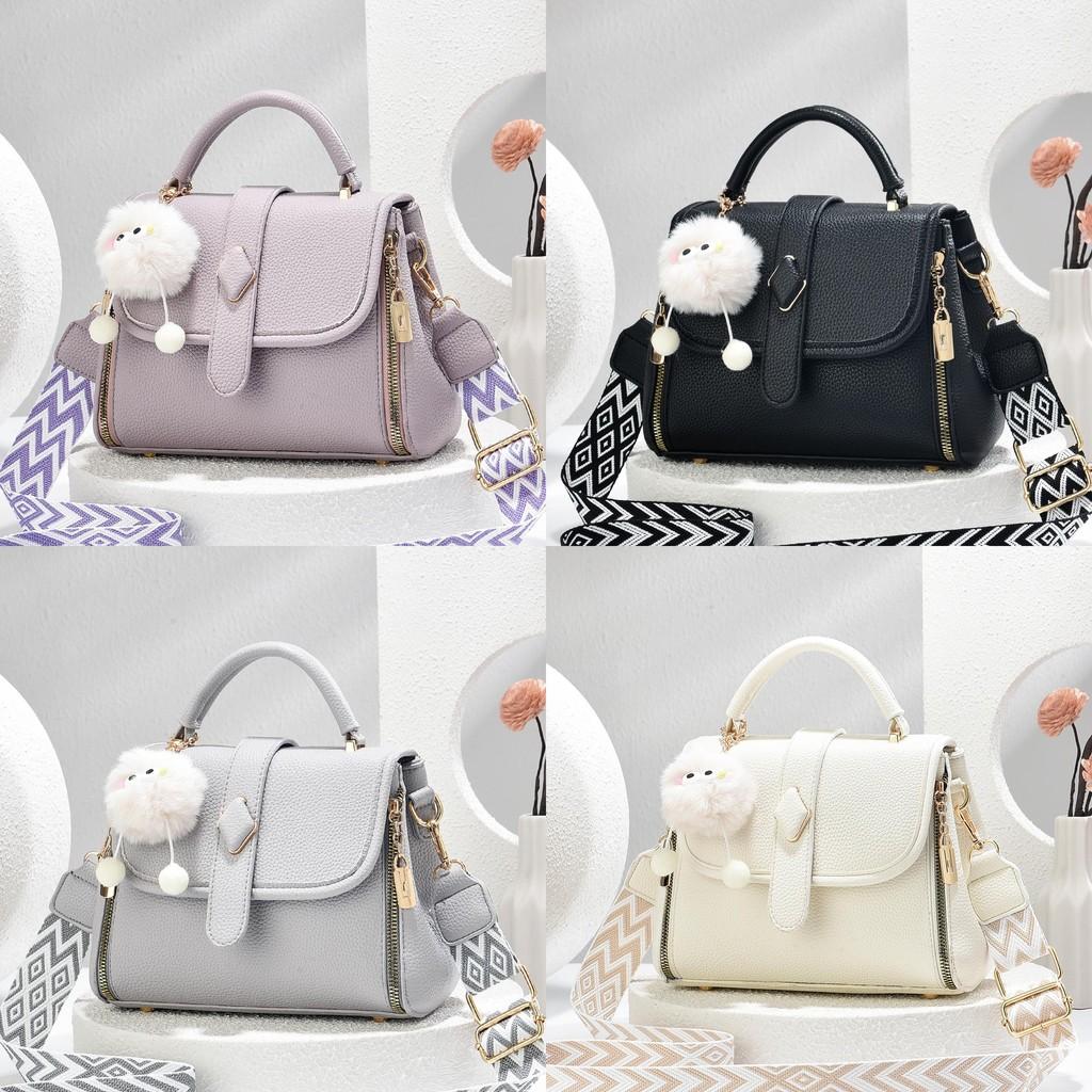 Color Solid Simple Lychee Texture Women Casual Shoulder Bag Pendant With