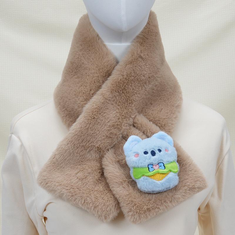 Children s Cartoon Panda Plush Scarf - Warm, Windproof Neck Gaiter for Autumn/Winter Boys & Girls.