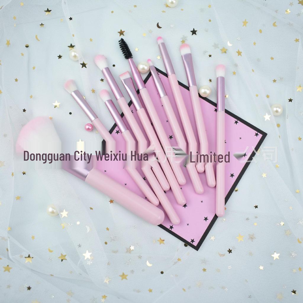 Cai Sen Xiu 7-10 Piece Pink & White Beginners Travel Makeup Brush Set