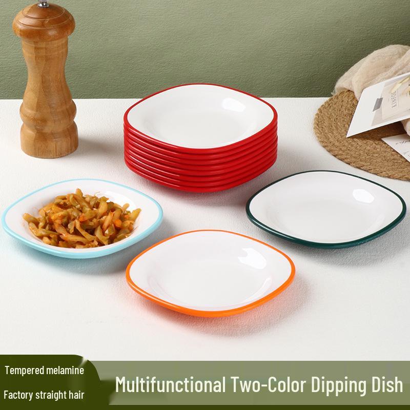 Melamine Oval Square Drop-Proof Imitation Porcelain Sauce Dish for Hot Pot and Pastries