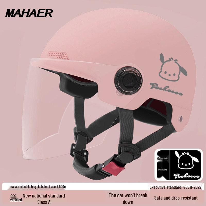 

Women s 3C Certified Scooter Helmet with Double Visor, Cute Design, All-Season Protection, Half-Helmet Style.