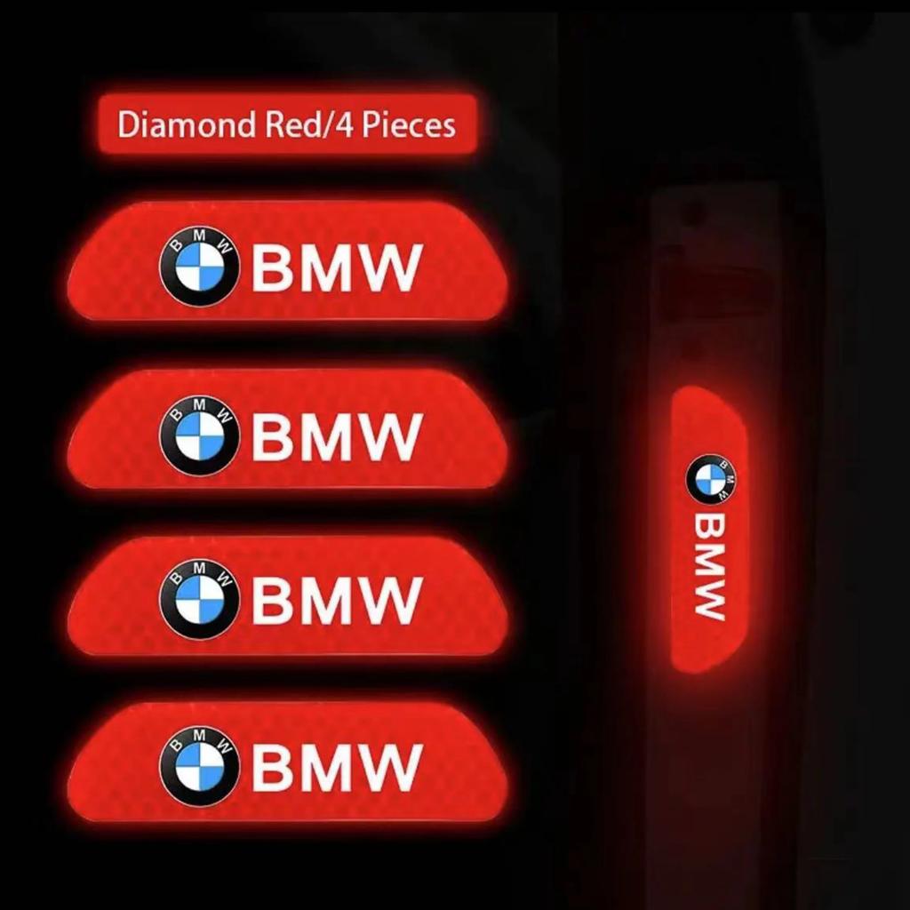 4Pcs/Set Car Door Stickers DIY Car BMW M Reflective Tape Warning Mark Reflective Open Notice Bicycle Accessories Car Decoration
