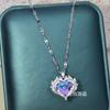 [Titanium Steel] Ocean Heart Necklace Women'S Light Luxury Design Colorful Heart-Shaped Pendant