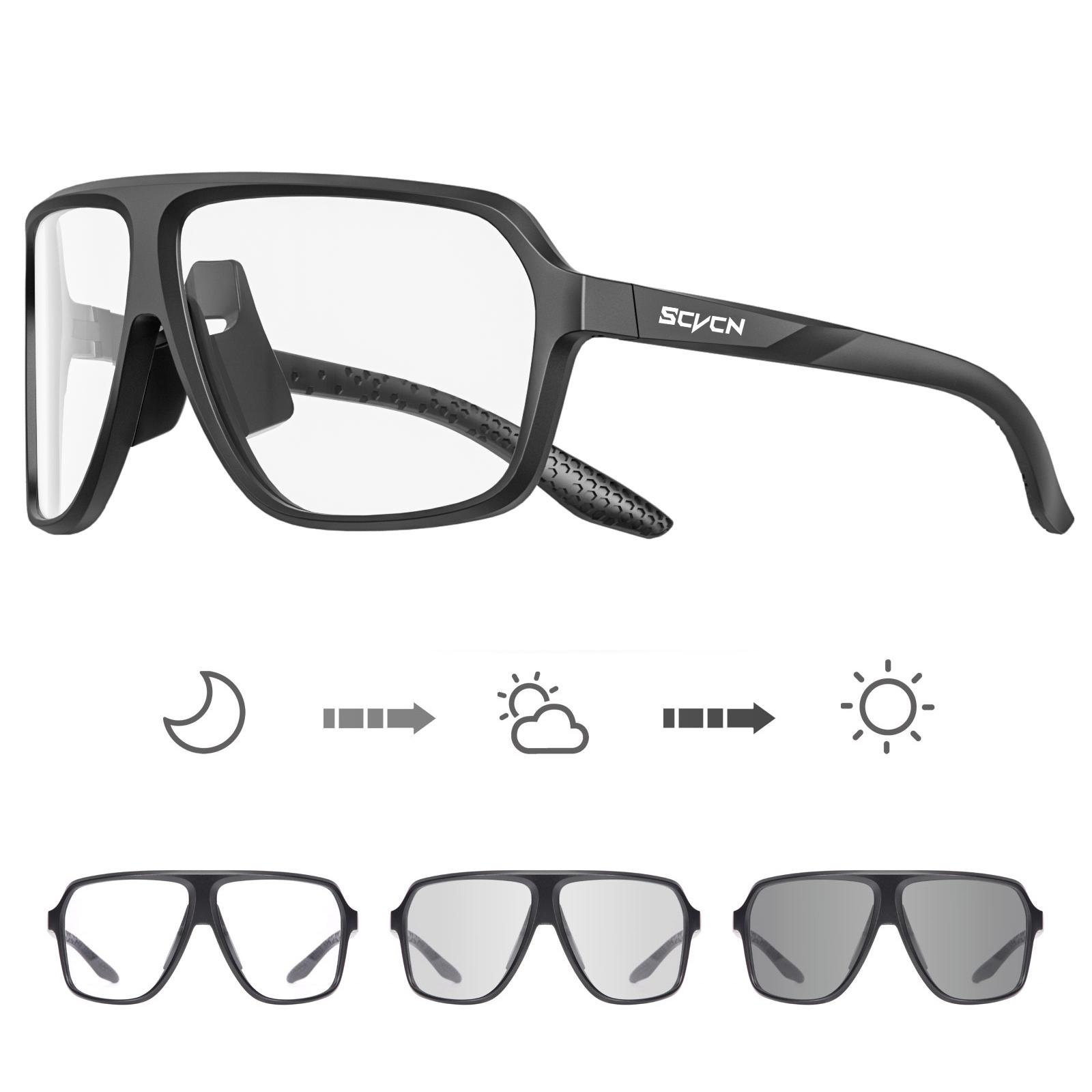 

Scvcn Photochromic Sunglasses Retro for Men Cycling Glasses Mountain Bike Road Bicycle Eyewear Cycle Goggles Sports UV400 MTB Photochromic lens