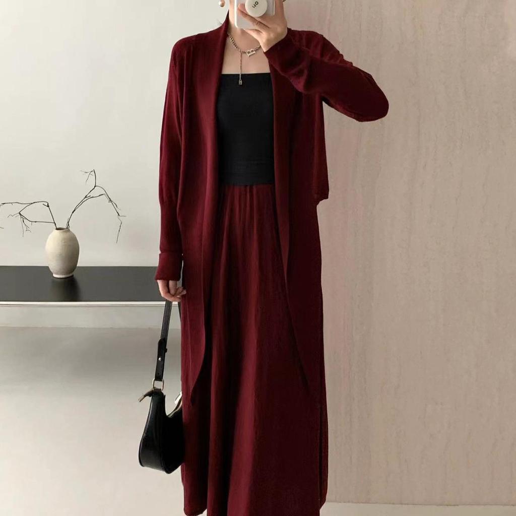 Le Kasha Temperament 100% Pure Wool Machine-Washable Women's Summer Slimming Waist Umbrella Skirt Long Dress