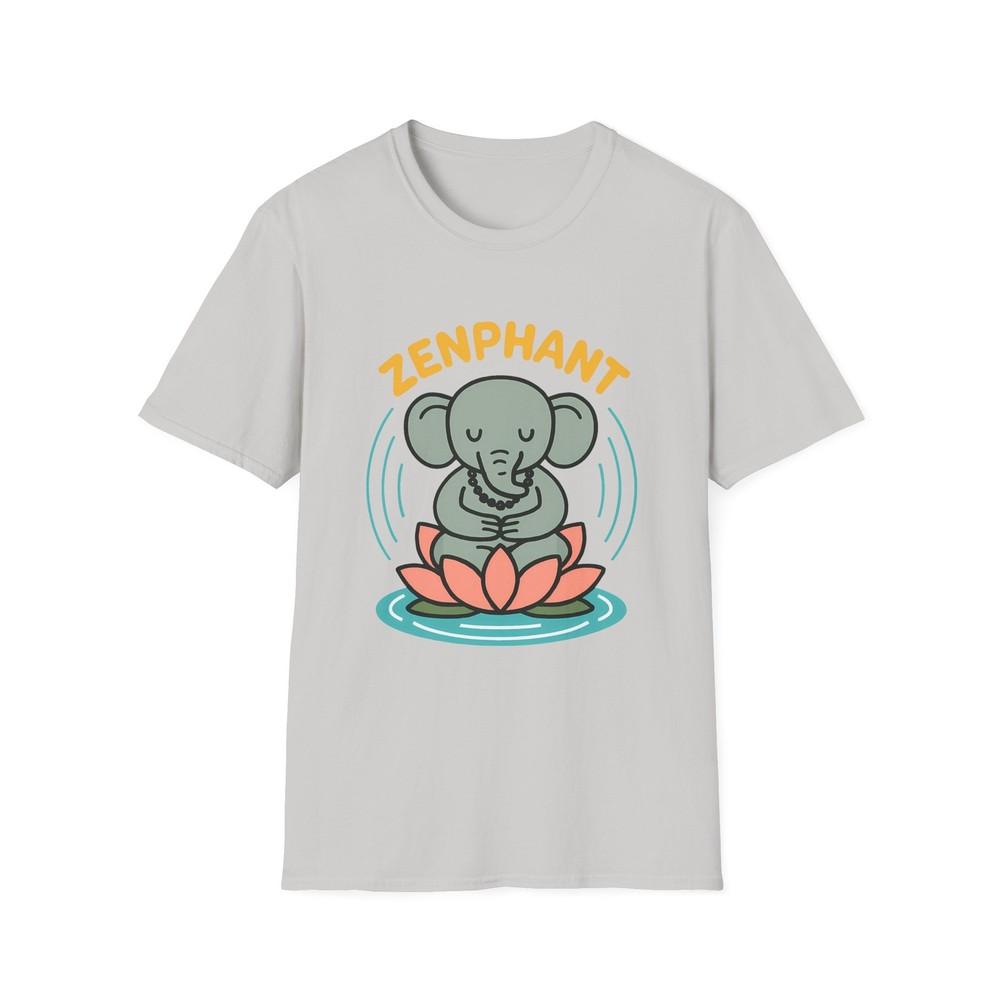 

Unisex Softstyle T-Shirt Cartoon Elephant Meditation Yoga Zen Lotus Tee L