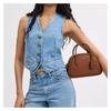 Coach Borough Bolso 23 Metal Logo Zip Closure Leather Shoulder Crossbody Bag Medium Women's Brown