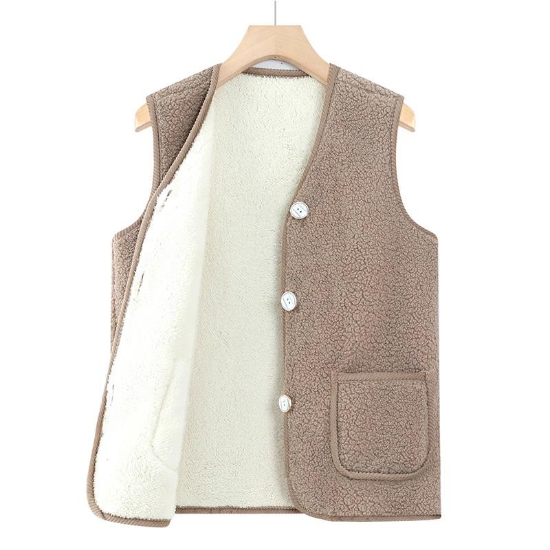 Women's Lamb Fleece Vest Coat - Warm Winter Fashion for Mom