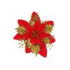 1PC Christmas Golden Glitter 14cm Flower Christmas Tree Decoration Ornaments Color Glitter Home Party Decoration Supplies