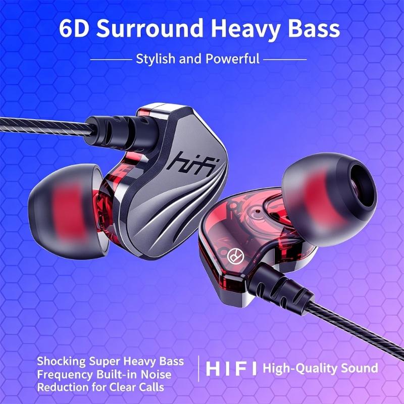 Corded In Ear Headphones With 3.5Mm / Type C Earbuds For Sports Running Gaming Bass Sound TPE Braided Cable