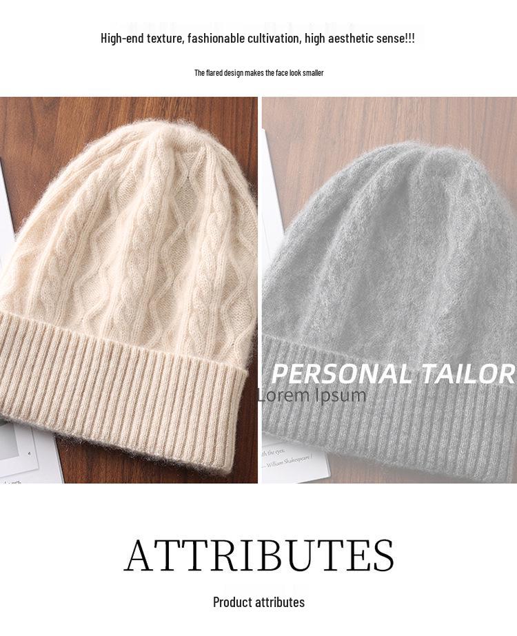 Women's Versatile Diamond Pattern Cashmere Knit Hat - Warm, Fashionable Winter Accessory