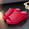Cool Slippers Women Summer Slope Heel Thick Sole Wear Beach Shoes, Mesh Hollow Slippers Foreign Trade Wholesale