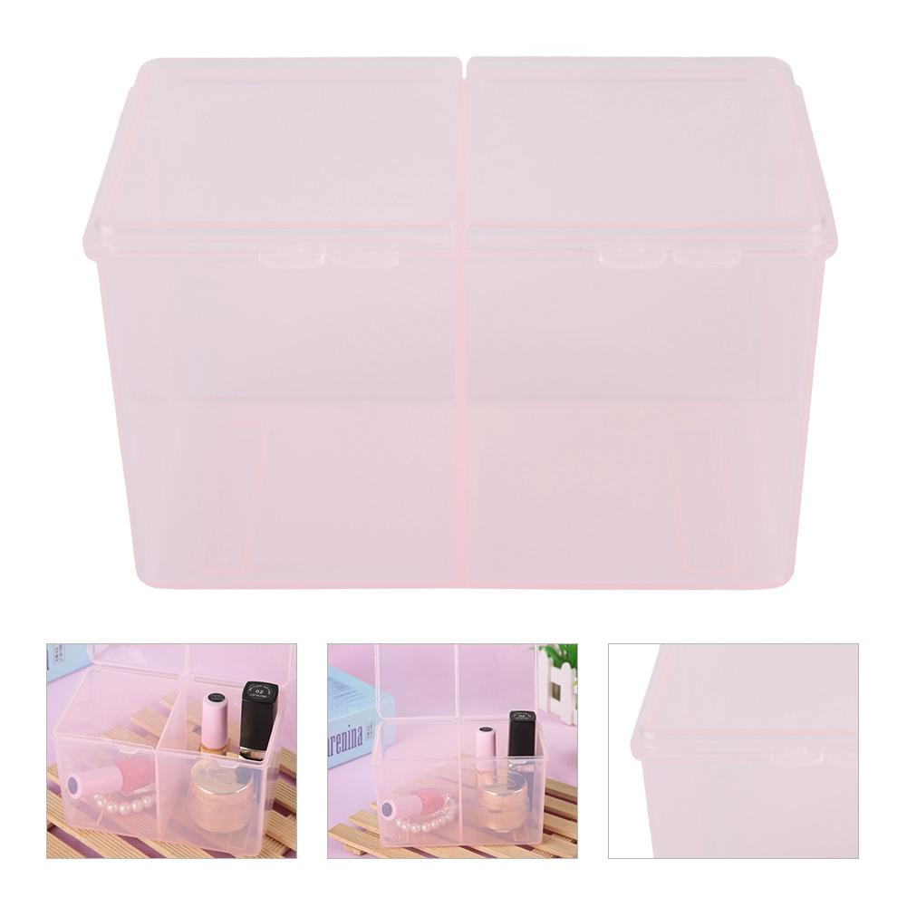 Cotton Pads Container, Nail Polish Glitter Powder   Storage Box, Waterproof Plastic, for UV Gel, Rhinestones, Pink Color