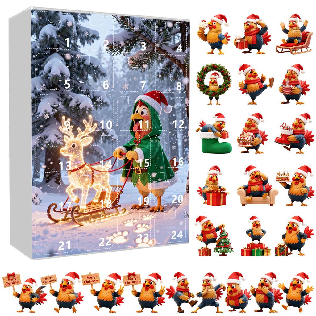 

Christmas Chicken Lantern Calendar With 24 Acrylic Pieces For Holiday Gift And Decoration Style H