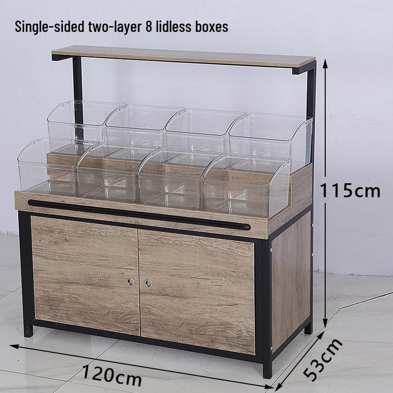 Supermarket Multi-Layer Detachable Display Rack for Bulk Dried Fruits, Grains, Candy, and Biscuits.