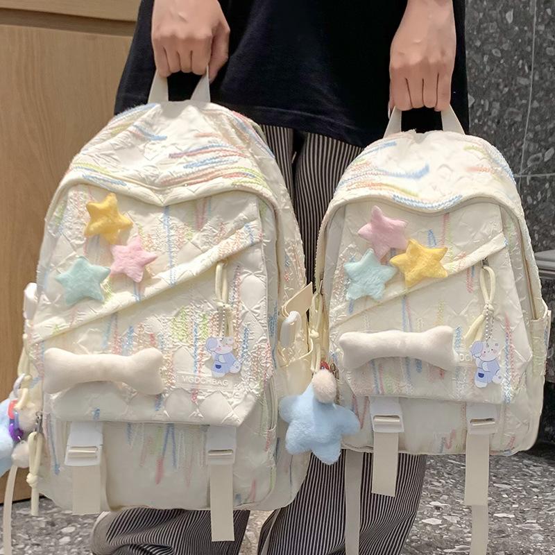 Schoolbags for Children Elementary School Students  Girls with High Looks  Ins Splicing Junior High School Students with High School Backpacks