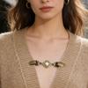 Stylish Cats Eye Gemstones Sweater Clip For Women Practical Shawl Holder And Skirt Waist Fixing Pin Trendy Layering Clip