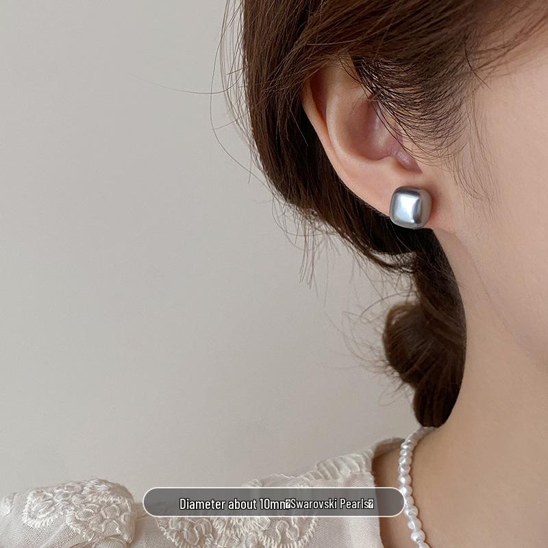 Shi Jia Mantou Lux Pearl Earrings 925 Silver Studs for Women 2024