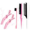 5pcs/set Beauty-health Set Nylon Teasing Brush Rat Tail Comb Double Side Edge Brush Alligator Hair Clips Salon Styling Tools