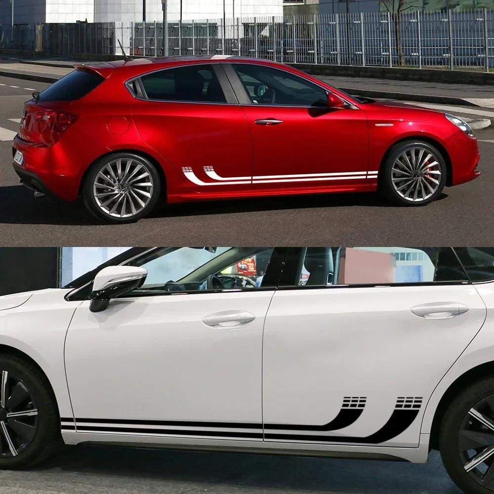 2PCS Car Door Side Vinyl Film Stickers For Alfa Romeo Giulietta Sport Long Stripe Styling PVC Decals Tuning Auto SUV Accessories zw0